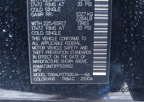 2015 Nissan Rogue S z USA, uszkodzony, nr VIN KNMAT2MT1FP531882
